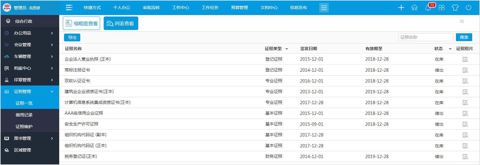怎么用OA系統(tǒng)管好企業(yè)證照？